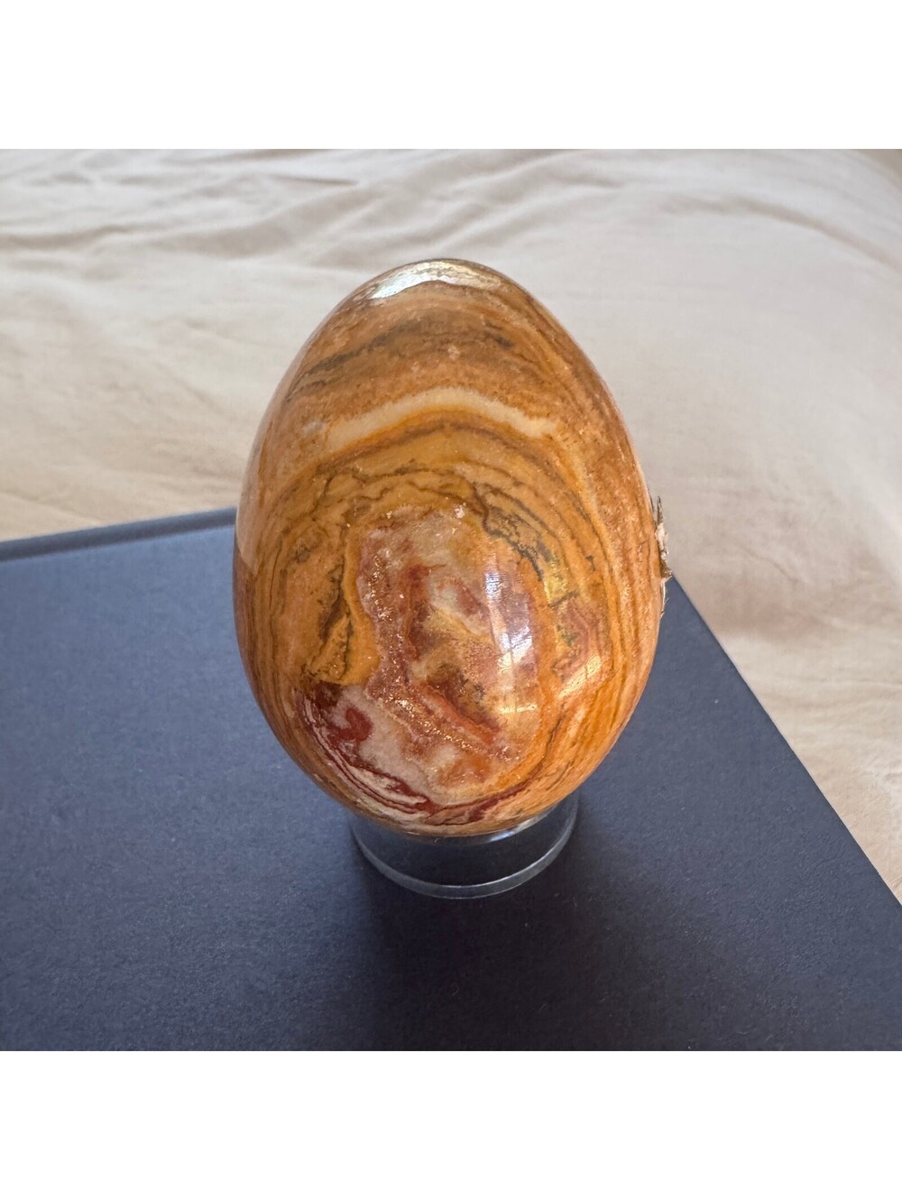Vintage Multi Banded Onyx Egg Bullseye Landscape Pattern Pakistan 3" Stone